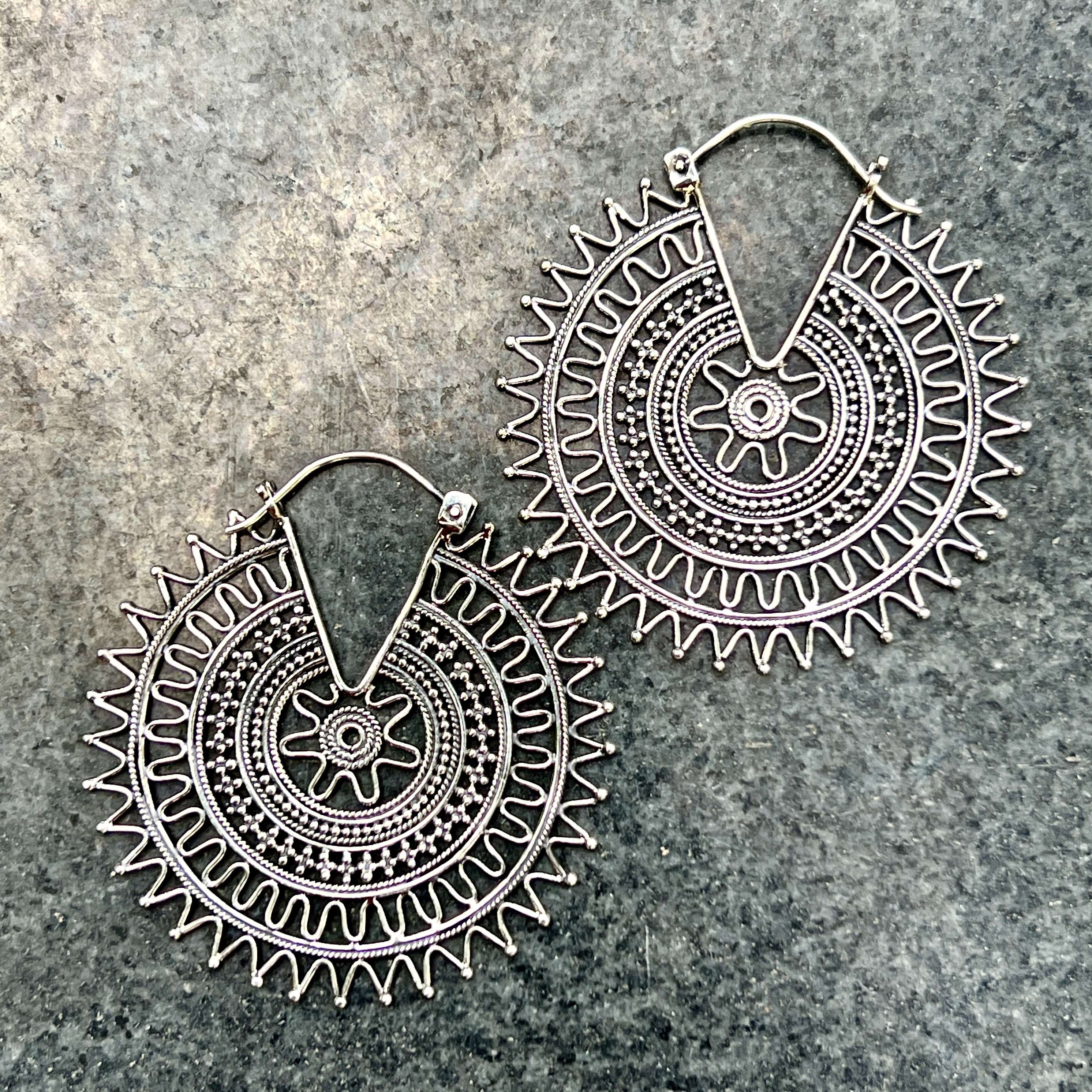 (HANDMADE 925 BALI STERLING SILVER FILIGREE EARRINGS)